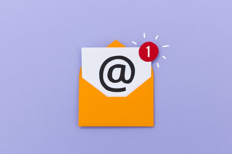 email icon with the at sign and a 1 in the bottom right corner